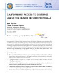 Cover page: Californians’ Access to Coverage under the Health Reform Proposals