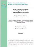 Cover page: System Assessment Standards: Defining the Market for Industrial Energy Assessments