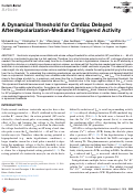 Cover page: A Dynamical Threshold for Cardiac Delayed Afterdepolarization-Mediated Triggered Activity.