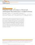 Cover page: Integrated single cell analysis of blood and cerebrospinal fluid leukocytes in multiple sclerosis