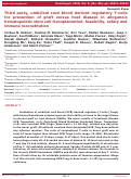 Cover page: Third party, umbilical cord blood derived regulatory T-cells for prevention of graft versus host disease in allogeneic hematopoietic stem cell transplantation: feasibility, safety and immune reconstitution.