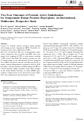 Cover page: Two-Year Outcomes of Prostatic Artery Embolization for Symptomatic Benign Prostatic Hyperplasia: An International, Multicenter, Prospective Study.