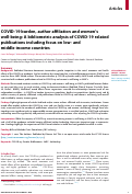 Cover page: COVID-19 burden, author affiliation and women's well-being: A bibliometric analysis of COVID-19 related publications including focus on low- and middle-income countries