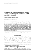 Cover page: Evidence for the adaptive significance of enzyme activity levels: Interspecific variation in α-GPDH and ADH in Drosophila