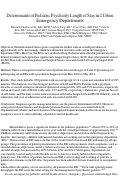 Cover page: Determinants of Pediatric Psychiatry Length of Stay in 2 Urban Emergency Departments.