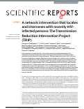 Cover page: A network intervention that locates and intervenes with recently HIV-infected persons: The Transmission Reduction Intervention Project (TRIP).