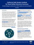 Cover page of California Safe System Institute for Road Safety Executive Summary