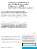 Cover page: Development and Validation of a Novel Pediatric Appendicitis Risk Calculator (pARC)