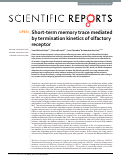 Cover page: Short-term memory trace mediated by termination kinetics of olfactory receptor