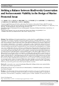 Cover page: Striking a Balance between Biodiversity Conservation and Socioeconomic Viability in the Design of Marine Protected Areas