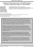 Cover page: Anything but Shadowing! Early Clinical Reasoning in Emergency Department Improves Clinical Skills