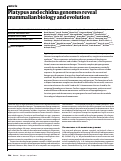 Cover page: Platypus and echidna genomes reveal mammalian biology and evolution