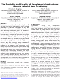 Cover page: The durability and fragility of knowledge infrastructures: Lessons learned from astronomy