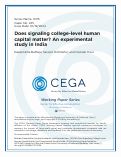 Cover page of Does signaling college-level human capital matter? An experimental study in India