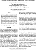 Cover page: Measuring prosodic predictability in children’s home language environments