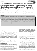 Cover page: The Healthcare Improvement and Innovation in Quality (THINQ) Collaborative: A Novel Quality Improvement Training Program for Undergraduate and Postgraduate Students.