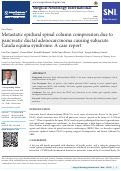 Cover page: Metastatic epidural spinal column compression due to pancreatic ductal adenocarcinoma causing subacute Cauda equina syndrome: A case report