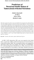 Cover page: Predictors of Perceived Health Status of Tuberculosis-Infected Homeless