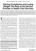 Cover page: Gaining Compliance and Losing Weight: The Role of the Service Provider in Health Care Services