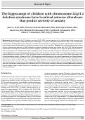 Cover page: The hippocampi of children with chromosome 22q11.2 deletion syndrome have localized anterior alterations that predict severity of anxiety.