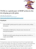 Cover page: TGFβ as a gatekeeper of BMP action in the developing growth plate