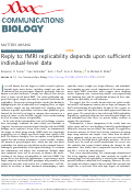 Cover page: Reply to: fMRI replicability depends upon sufficient individual-level data.