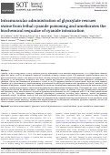 Cover page: Intramuscular administration of glyoxylate rescues swine from lethal cyanide poisoning and ameliorates the biochemical sequalae of cyanide intoxication