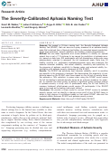 Cover page: The Severity-Calibrated Aphasia Naming Test.