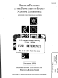 Cover page: Research Programs at the DOE National Laboratories. Vol. I (sorted by program) Vol. II (sorted by laboratory)