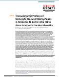 Cover page: Transcriptomic Profiles of Monocyte-Derived Macrophages in Response to Escherichia coli is Associated with the Host Genetics