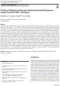 Cover page: The Ethical Obligation for Research During Public Health Emergencies: Insights From the COVID-19 Pandemic.