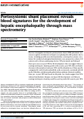 Cover page: Portosystemic shunt placement reveals blood signatures for the development of hepatic encephalopathy through mass spectrometry
