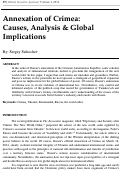 Cover page: Annexation of Crimea: Causes, Analysis and Global Implications