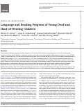 Cover page: Language and Reading Progress of Young Deaf and Hard-of-Hearing Children.