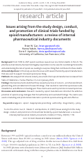 Cover page: Issues arising from the study design, conduct, and promotion of clinical trials funded by opioid manufacturers: a review of internal pharmaceutical industry documents