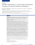 Cover page: Gender Disparities in Critical Care Procedure Training of Internal Medicine Residents.