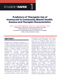 Cover page: Predictors of Therapists Use of Homework in Community Mental Health: Session and Therapist Characteristics