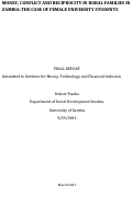 Cover page: Money, Conflict, and Reciprocity in Rural Families in Zambia: The Case of Female University Students&nbsp;