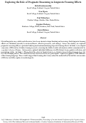 Cover page: Exploring the Role of Pragmatic Reasoning in Linguistic Framing Effects