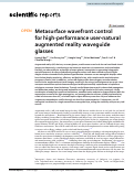 Cover page: Metasurface wavefront control for high-performance user-natural augmented reality waveguide glasses