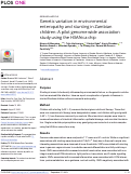 Cover page: Genetic variation in environmental enteropathy and stunting in Zambian children: A pilot genome wide association study using the H3Africa chip.