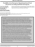 Cover page of Feasibility of an Emergency Department-based Food Insecurity Screening and Referral Program