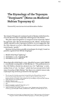 Cover page: The Etymology of the Toponym "Dorginarti" (Notes on Medieval Nubian Toponymy 6)