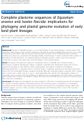 Cover page: Complete plastome sequences of Equisetum arvense and Isoetes flaccida: implications for phylogeny and plastid genome evolution of early land plant lineages