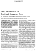 Cover page: Civil Commitment in the Psychiatric Emergency Room: III. Disposition as a Function of Mental Disorder and Dangerousness Indicators
