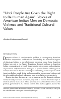 Cover page: "Until People Are Given the Right to Be Human Again": Voices of American Indian Men on Domestic Violence and Traditional Cultural Values