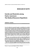 Cover page: Suicide and Homicide among Native Americans: The Medical Resources Hypothesis