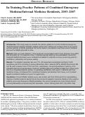 Cover page: In-Training Practice Patterns of Combined Emergency Medicine/Internal Medicine Residents, 2003-2007