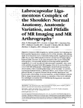 Cover page: Labrocapsular ligamentous complex of the shoulder: normal anatomy, anatomic variation, and pitfalls of MR imaging and MR arthrography.