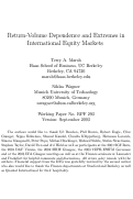 Cover page of Return-Volume Dependence and Extremes in International Equity Markets